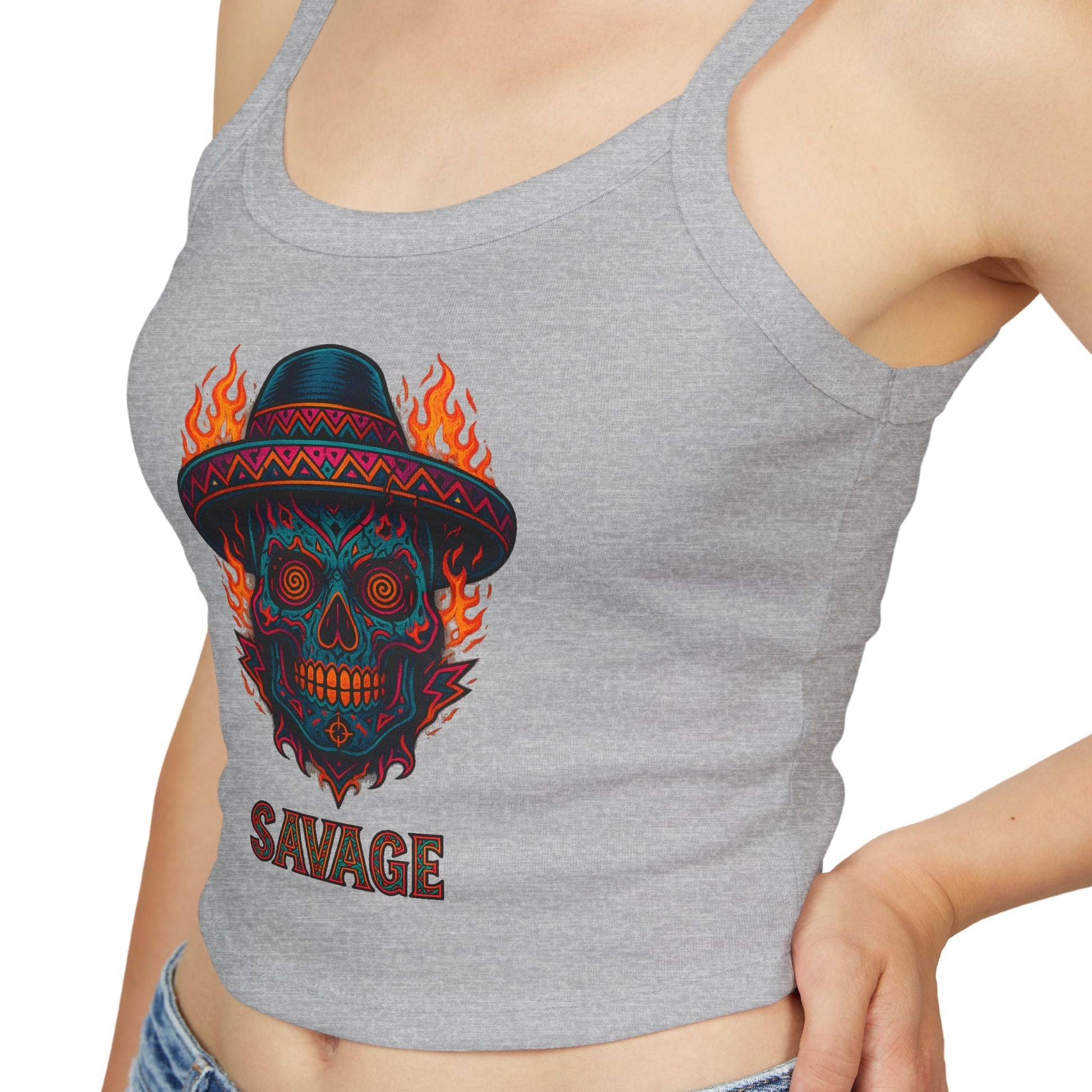 Savage Sugar Skull – Women’s Tank Top | Savage Operators - Savage Operators Tactical Tee | Tank Top | Savage Operators Clothing | Patriotic Apparel | Military Humor | High Quality Solid Red Blend