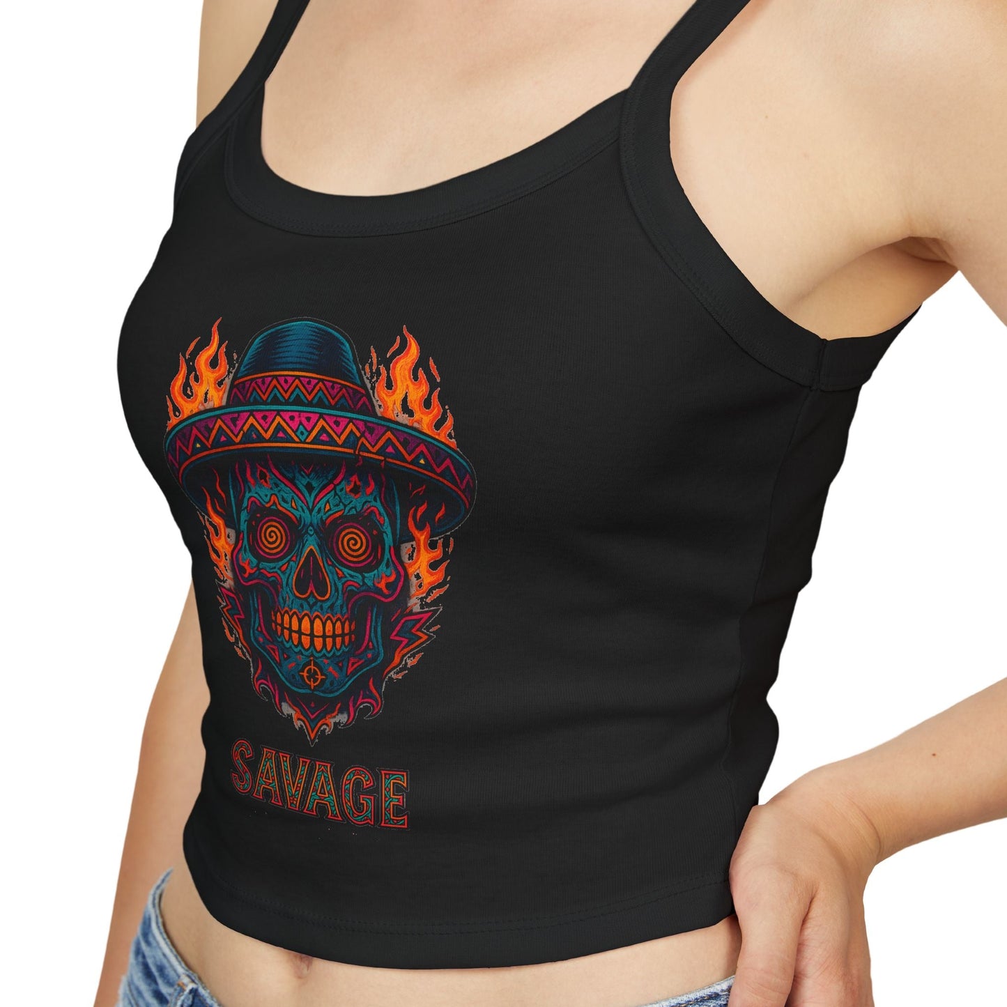 Savage Sugar Skull – Women’s Tank Top | Savage Operators - Savage Operators Tactical Tee | Tank Top | Savage Operators Clothing | Patriotic Apparel | Military Humor | High Quality Solid Red Blend