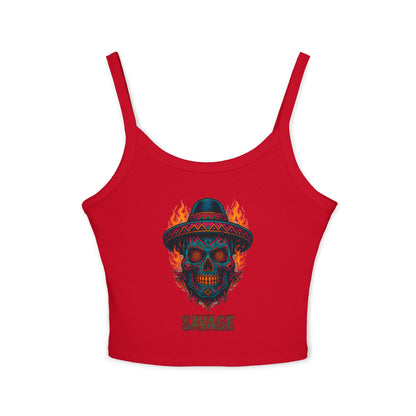 Savage Sugar Skull – Women’s Tank Top | Savage Operators - Savage Operators Tactical Tee | Tank Top | Savage Operators Clothing | Patriotic Apparel | Military Humor | High Quality Solid Red Blend
