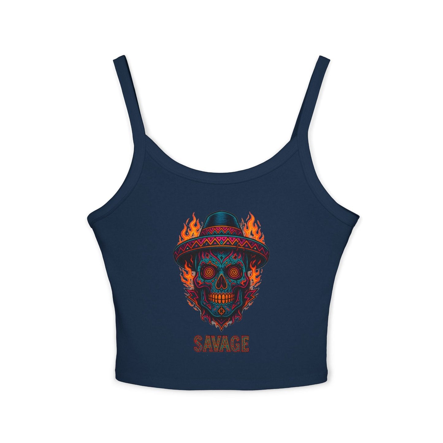 Savage Sugar Skull – Women’s Tank Top | Savage Operators - Savage Operators Tactical Tee | Tank Top | Savage Operators Clothing | Patriotic Apparel | Military Humor | High Quality Solid Navy Blend