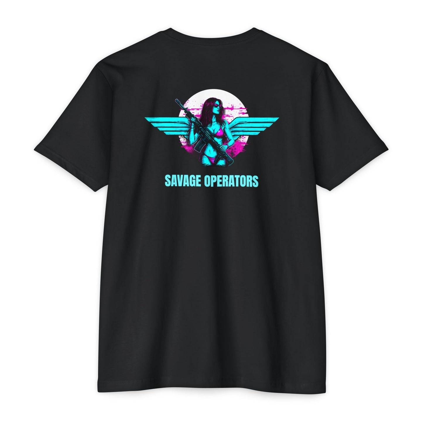 SavOps Retro Angel Operator Vibes T-Shirt - Savage Operators Tactical Tee | T-Shirt | Savage Operators Clothing | Patriotic Apparel | Military Humor | High Quality CVC Black
