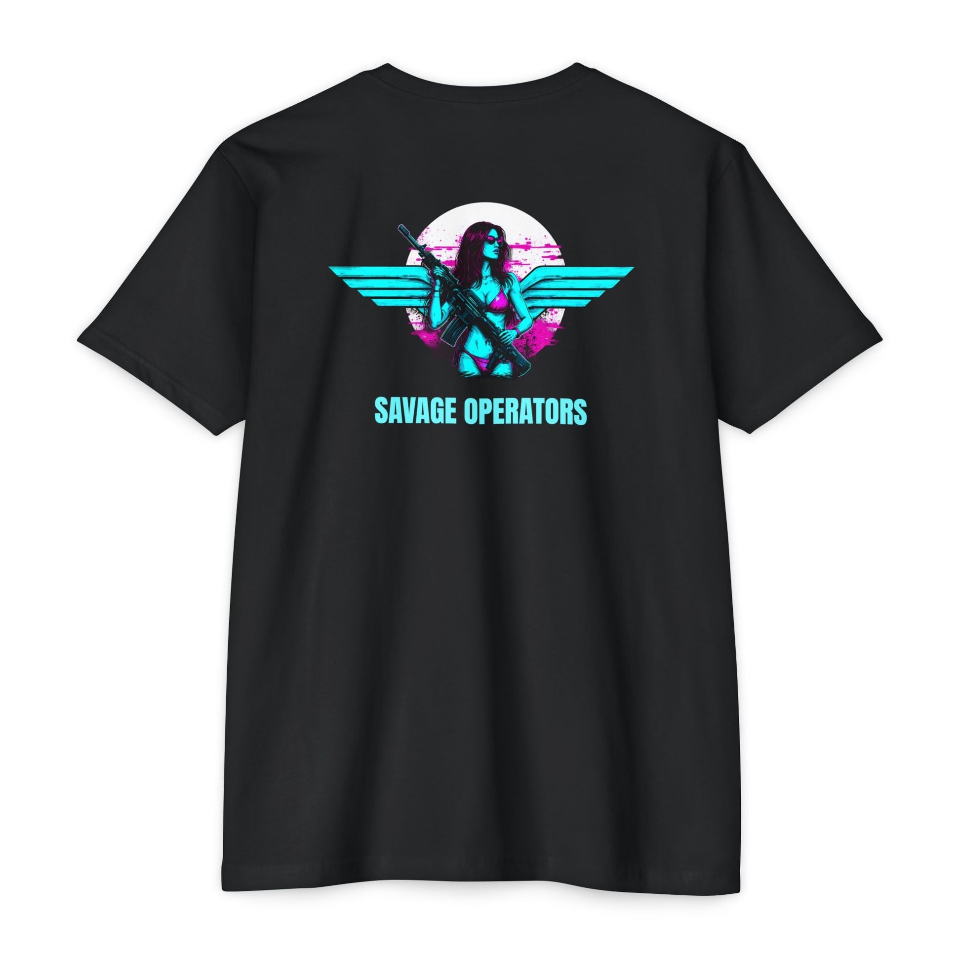 SavOps Retro Angel Operator Vibes T-Shirt - Savage Operators Tactical Tee | T-Shirt | Savage Operators Clothing | Patriotic Apparel | Military Humor | High Quality CVC Black