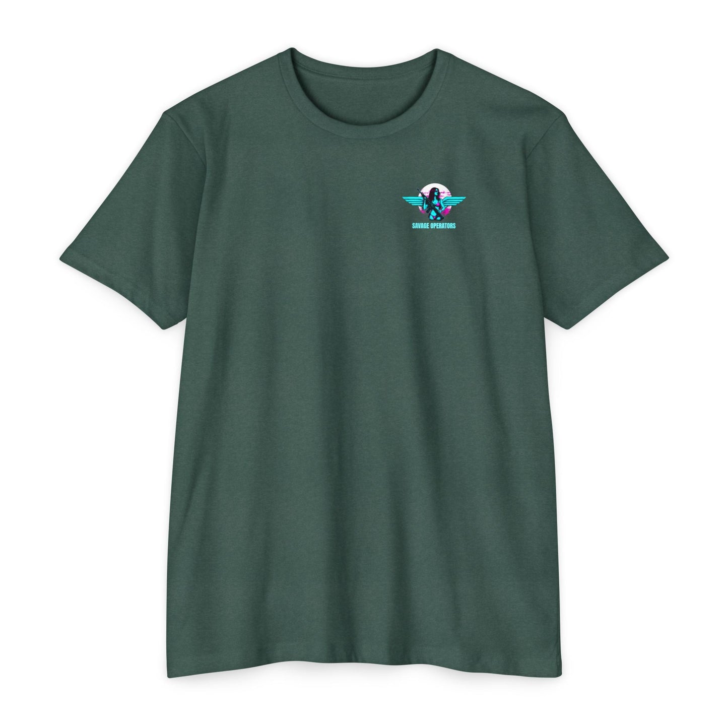 SavOps Retro Angel Operator Vibes T-Shirt - Savage Operators Tactical Tee | T-Shirt | Savage Operators Clothing | Patriotic Apparel | Military Humor | High Quality Heather Forest Green