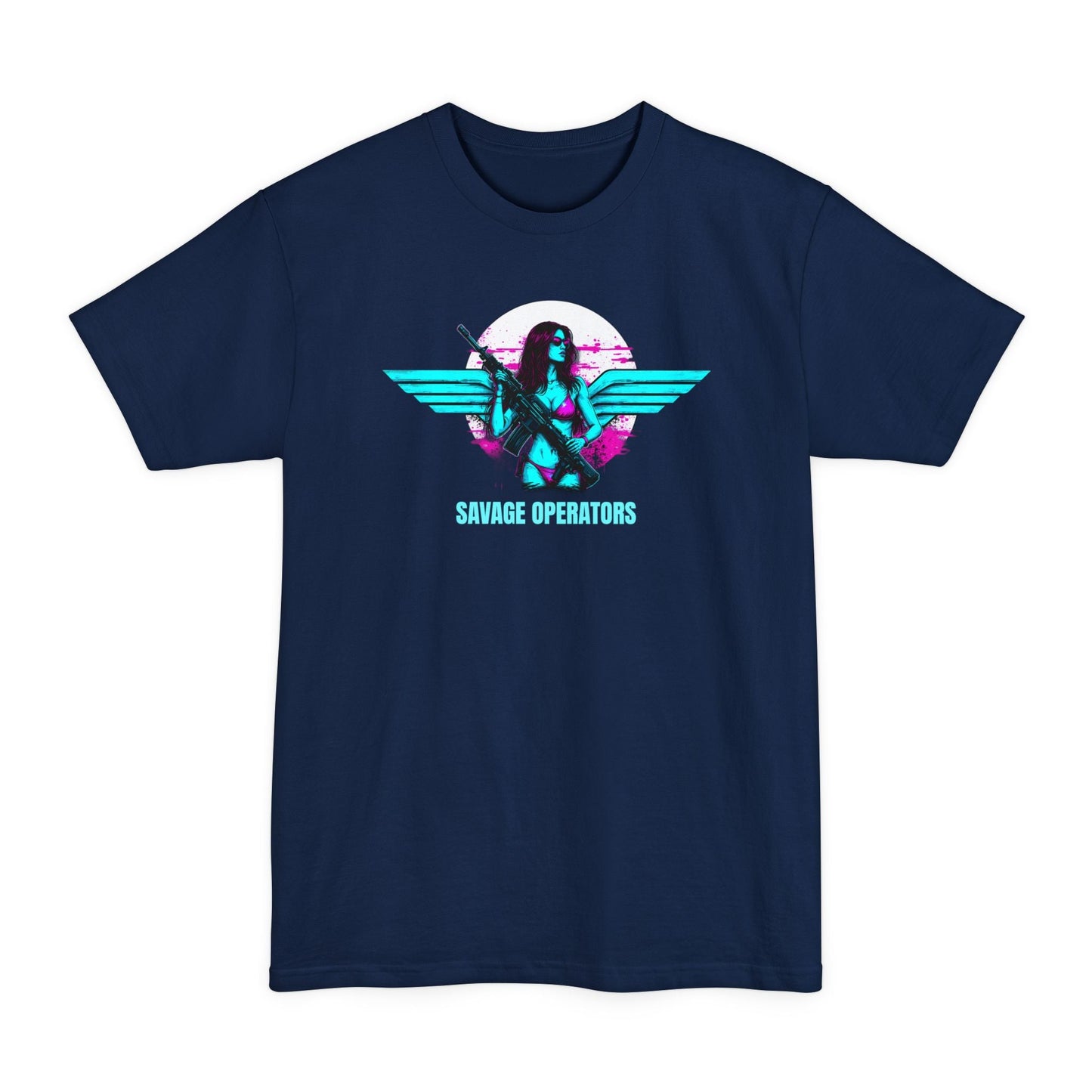 SavOps Retro Angel Wings Operator T-Shirt - Tall Tee - Savage Operators Tactical Tee | T-Shirt | Savage Operators Clothing | Patriotic Apparel | Military Humor | High Quality Navy