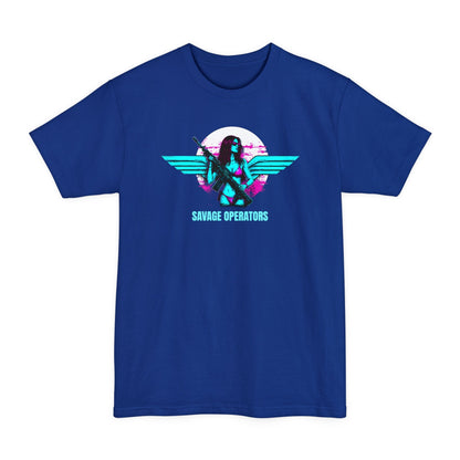 SavOps Retro Angel Wings Operator T-Shirt - Tall Tee - Savage Operators Tactical Tee | T-Shirt | Savage Operators Clothing | Patriotic Apparel | Military Humor | High Quality Deep Royal