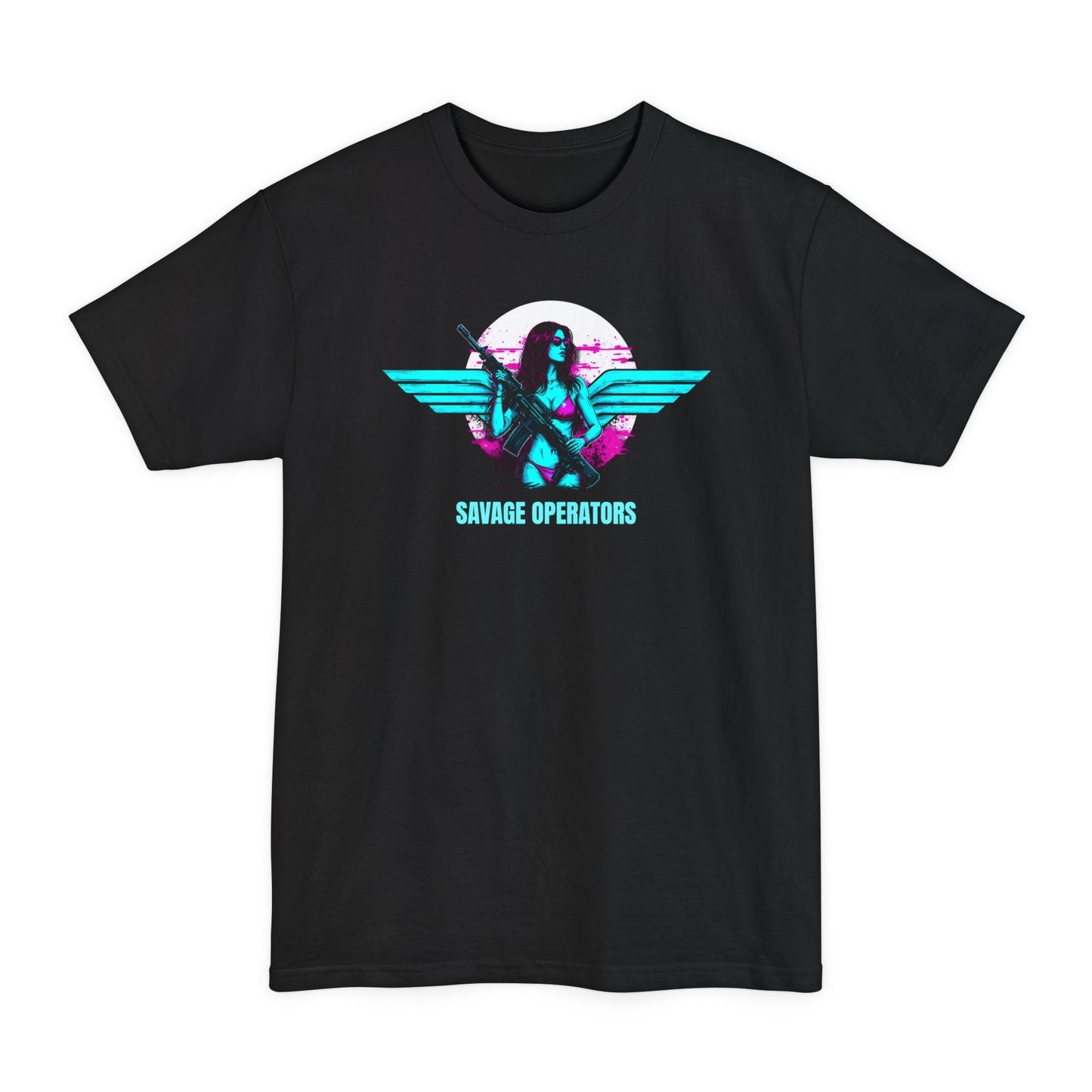 SavOps Retro Angel Wings Operator T-Shirt - Tall Tee - Savage Operators Tactical Tee | T-Shirt | Savage Operators Clothing | Patriotic Apparel | Military Humor | High Quality Black