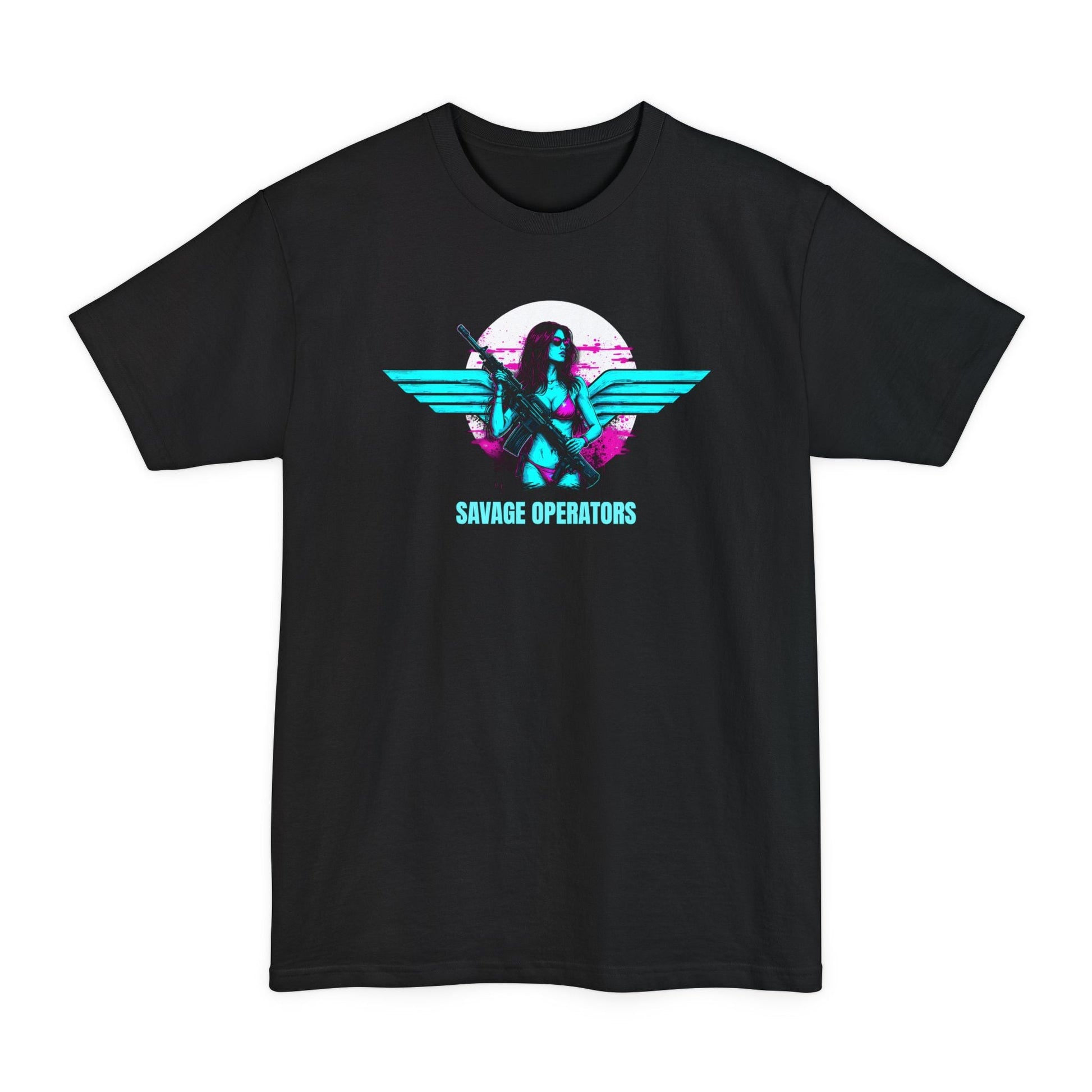 SavOps Retro Angel Wings Operator T-Shirt - Tall Tee - Savage Operators Tactical Tee | T-Shirt | Savage Operators Clothing | Patriotic Apparel | Military Humor | High Quality Black