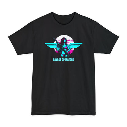 SavOps Retro Angel Wings Operator T-Shirt - Tall Tee - Savage Operators Tactical Tee | T-Shirt | Savage Operators Clothing | Patriotic Apparel | Military Humor | High Quality Black