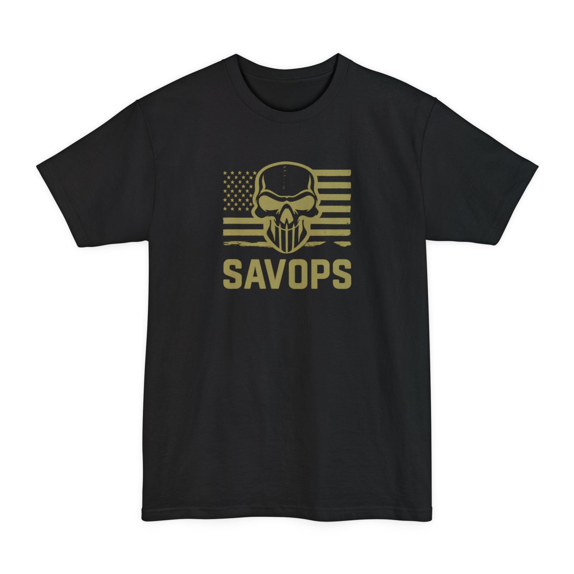 SAVOPS Tactical Skull Flag T-Shirt - XLT Big & Tall - Savage Operators Tactical Tee | T-Shirt | Savage Operators Clothing | Patriotic Apparel | Military Humor | High Quality Black