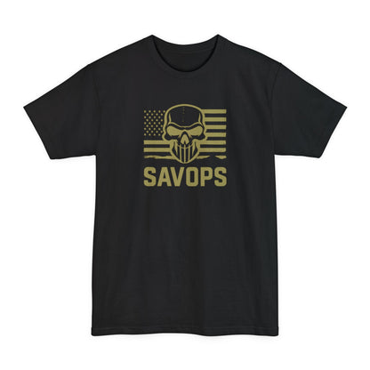 SAVOPS Tactical Skull Flag T-Shirt - XLT Big & Tall - Savage Operators Tactical Tee | T-Shirt | Savage Operators Clothing | Patriotic Apparel | Military Humor | High Quality Black