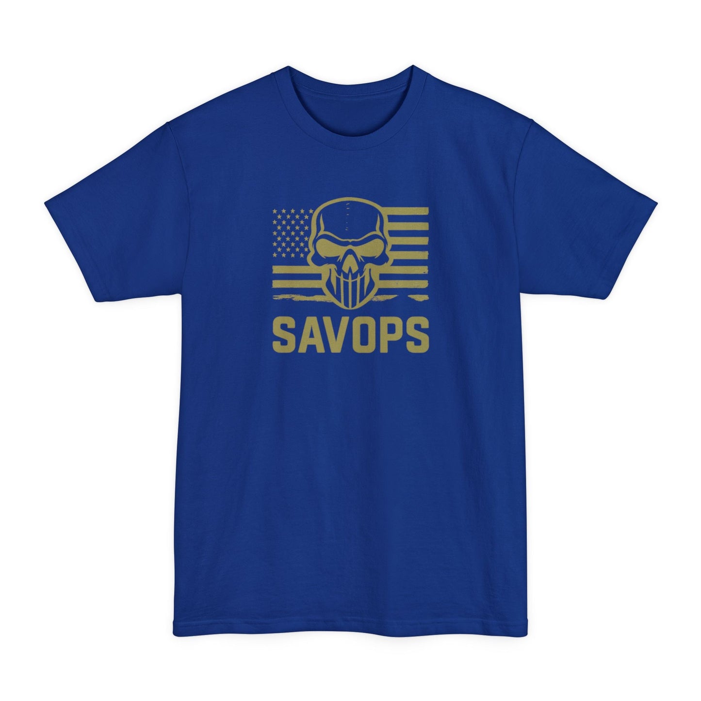 SAVOPS Tactical Skull Flag T-Shirt - XLT Big & Tall - Savage Operators Tactical Tee | T-Shirt | Savage Operators Clothing | Patriotic Apparel | Military Humor | High Quality Deep Royal