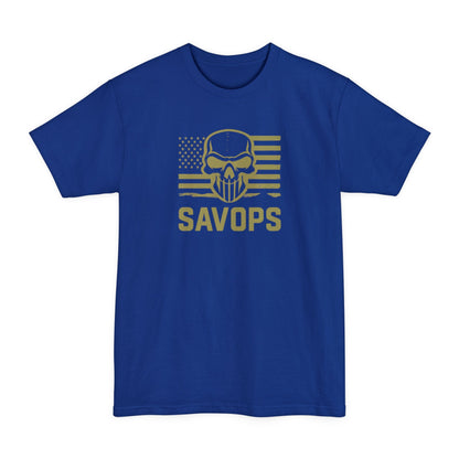 SAVOPS Tactical Skull Flag T-Shirt - XLT Big & Tall - Savage Operators Tactical Tee | T-Shirt | Savage Operators Clothing | Patriotic Apparel | Military Humor | High Quality Deep Royal