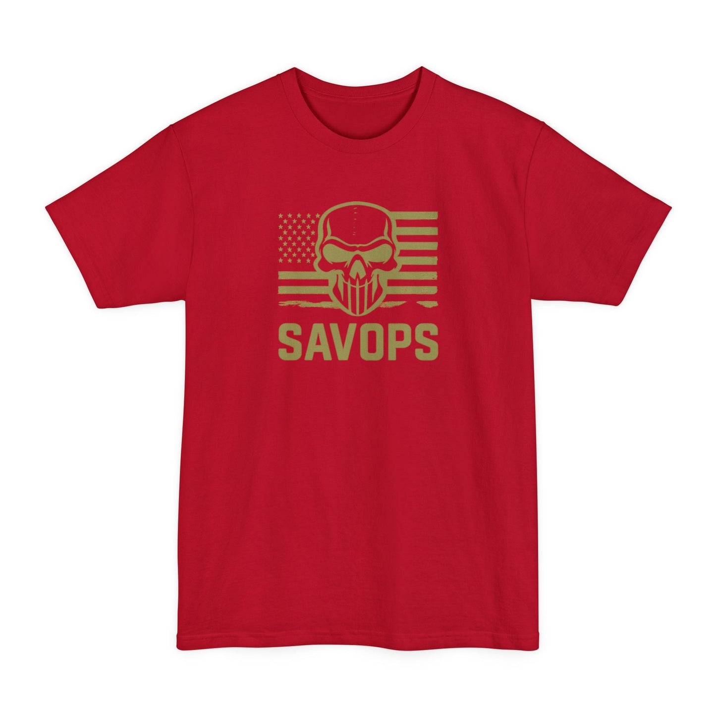 SAVOPS Tactical Skull Flag T-Shirt - XLT Big & Tall - Savage Operators Tactical Tee | T-Shirt | Savage Operators Clothing | Patriotic Apparel | Military Humor | High Quality Deep Red