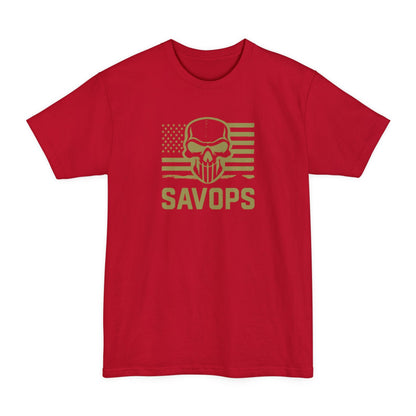 SAVOPS Tactical Skull Flag T-Shirt - XLT Big & Tall - Savage Operators Tactical Tee | T-Shirt | Savage Operators Clothing | Patriotic Apparel | Military Humor | High Quality Deep Red
