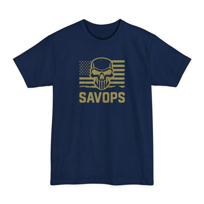 SAVOPS Tactical Skull Flag T-Shirt - XLT Big & Tall - Savage Operators Tactical Tee | T-Shirt | Savage Operators Clothing | Patriotic Apparel | Military Humor | High Quality Navy