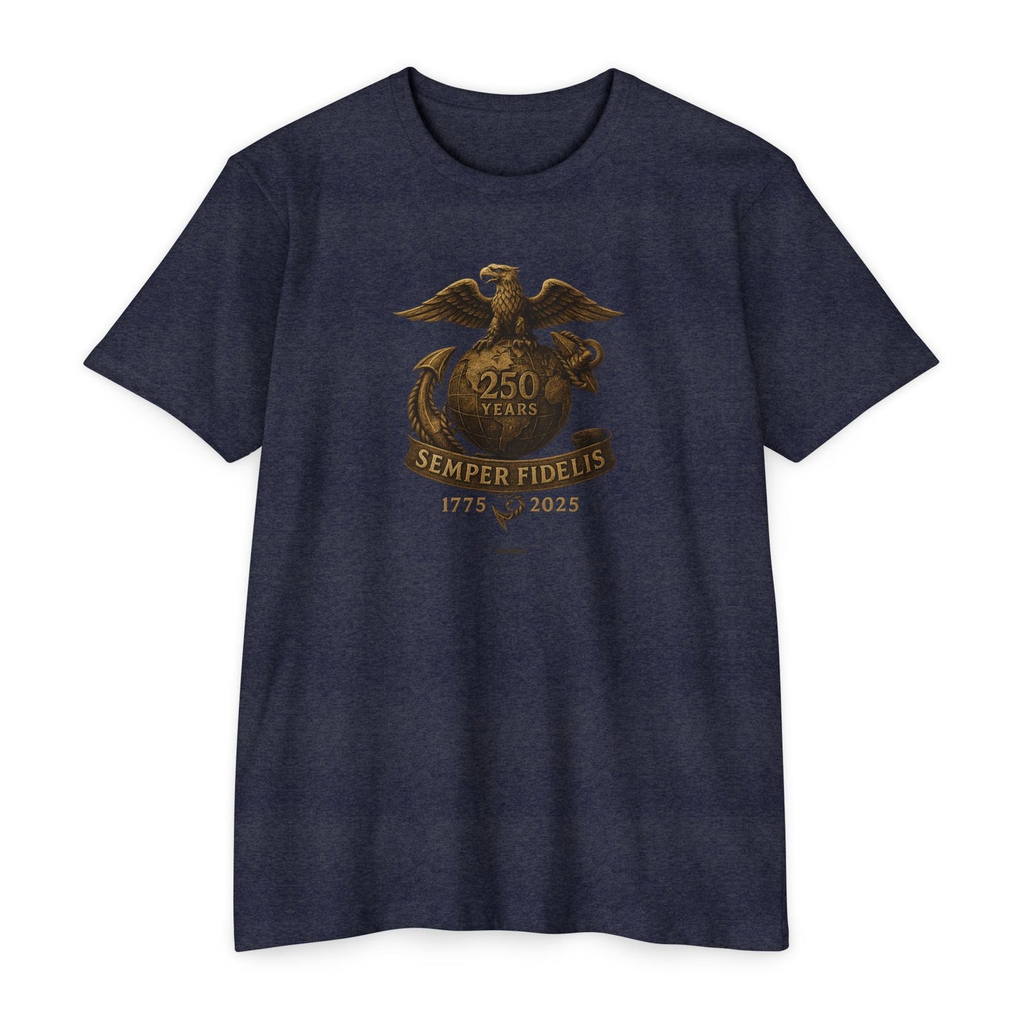 Semper Fidelis 250 Years T-Shirt — 1775–2025 Eagle USMC - Savage Operators Tactical Tee | T-Shirt | Savage Operators Clothing | Patriotic Apparel | Military Humor | High Quality CVC Midnight Navy