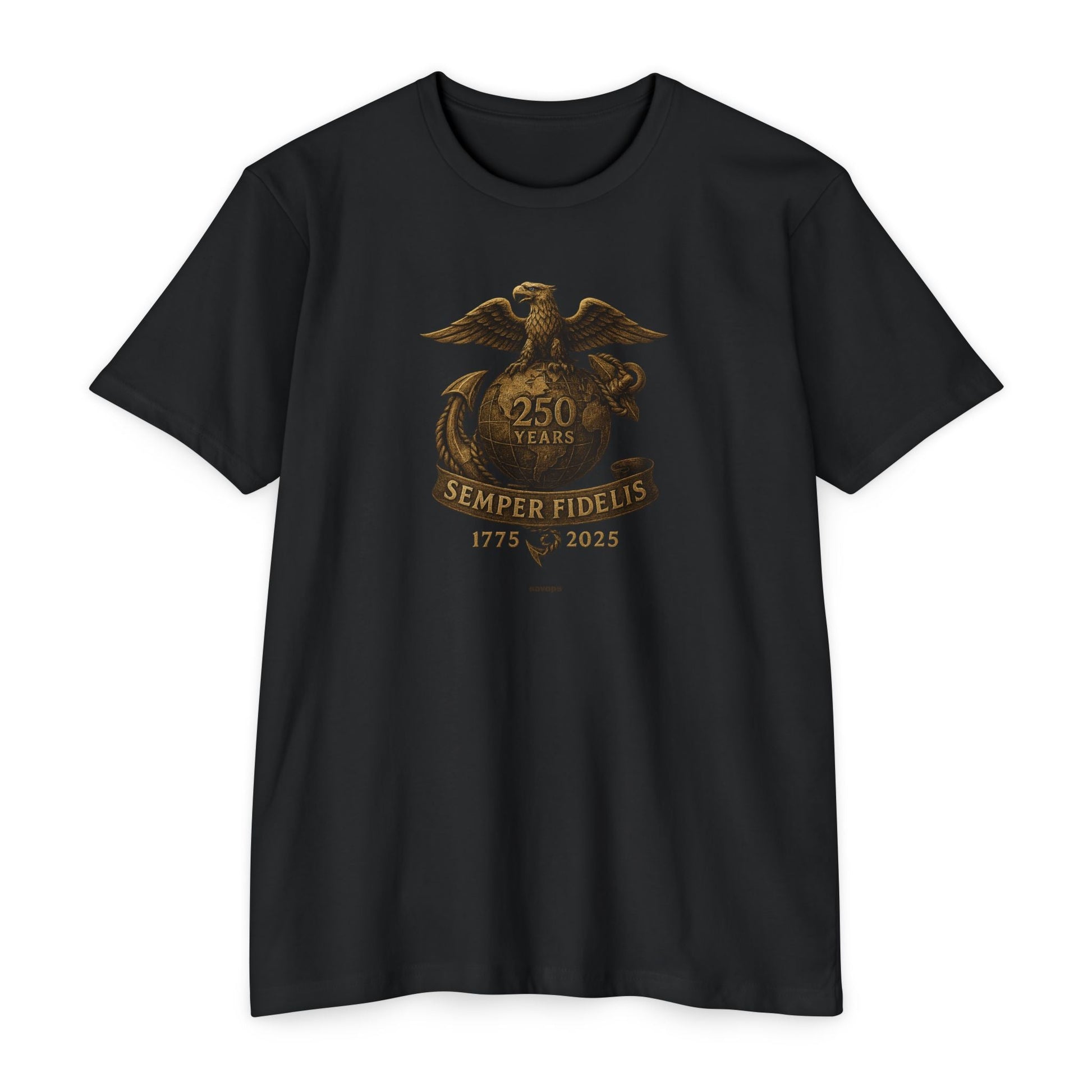 Semper Fidelis 250 Years T-Shirt — 1775–2025 Eagle USMC - Savage Operators Tactical Tee | T-Shirt | Savage Operators Clothing | Patriotic Apparel | Military Humor | High Quality CVC Black
