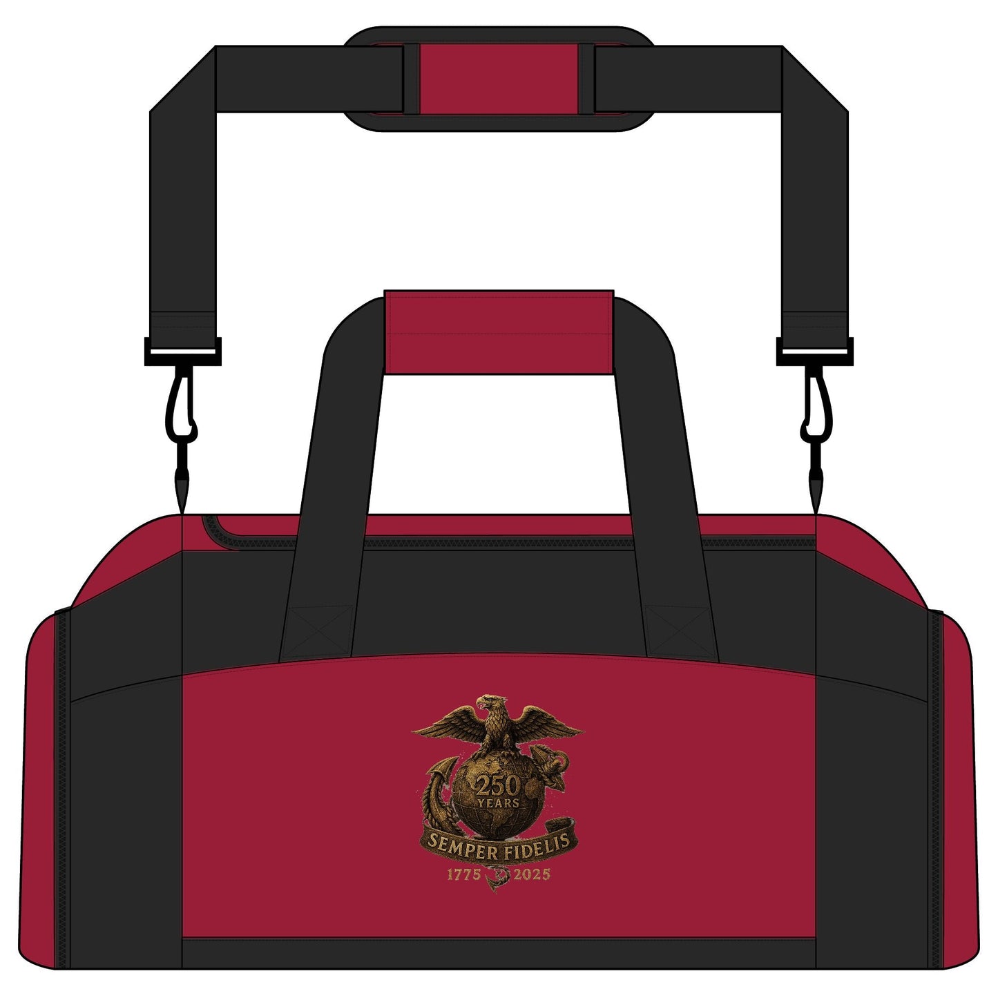 Semper Fidelis 250th USMC Anniversary Eagle Gym Bag — Military - Inspired Duffle - Savage Operators Tactical Tee | Bags | Savage Operators Clothing | Patriotic Apparel | Military Humor | High Quality Red