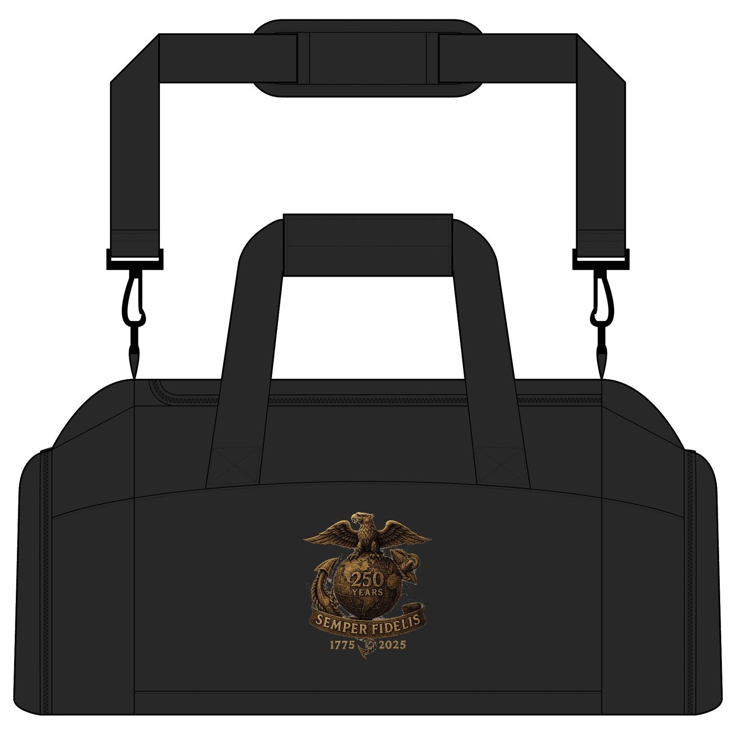 Semper Fidelis 250th USMC Anniversary Eagle Gym Bag — Military - Inspired Duffle - Savage Operators Tactical Tee | Bags | Savage Operators Clothing | Patriotic Apparel | Military Humor | High Quality Black