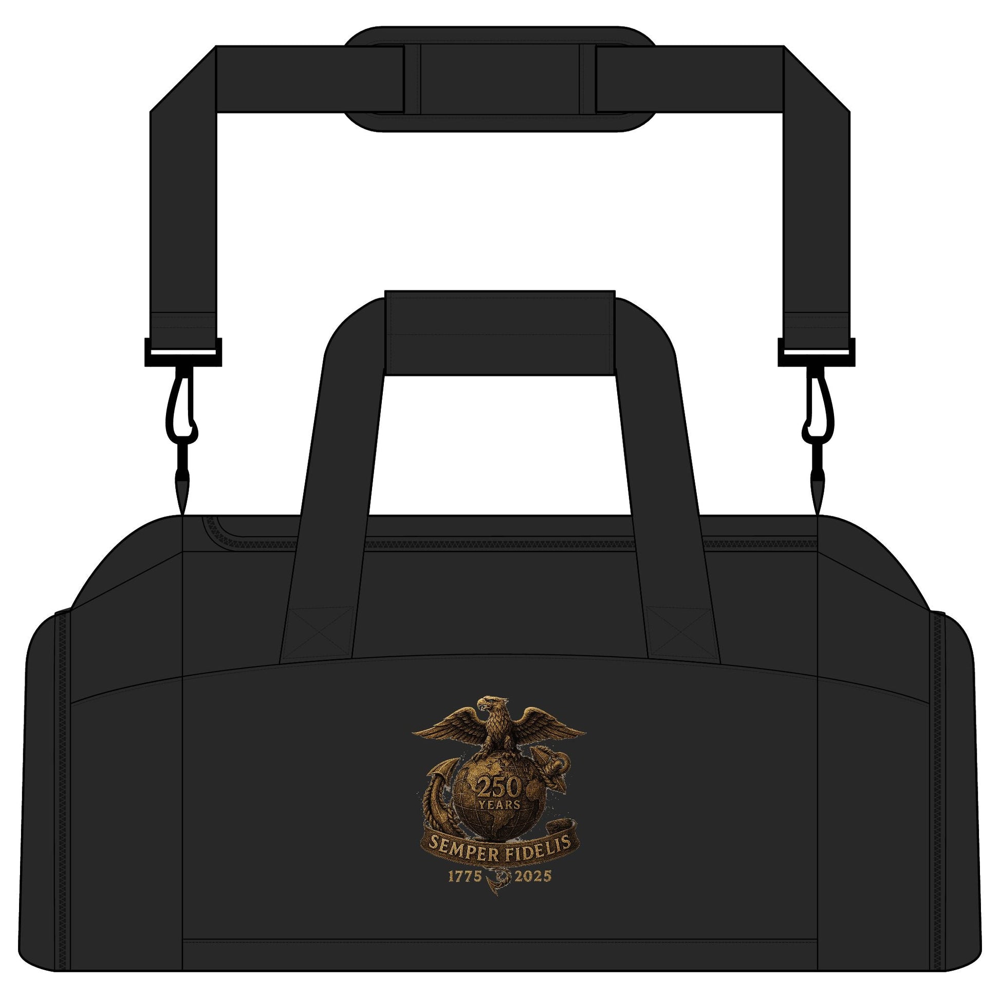 Semper Fidelis 250th USMC Anniversary Eagle Gym Bag — Military - Inspired Duffle - Savage Operators Tactical Tee | Bags | Savage Operators Clothing | Patriotic Apparel | Military Humor | High Quality Black