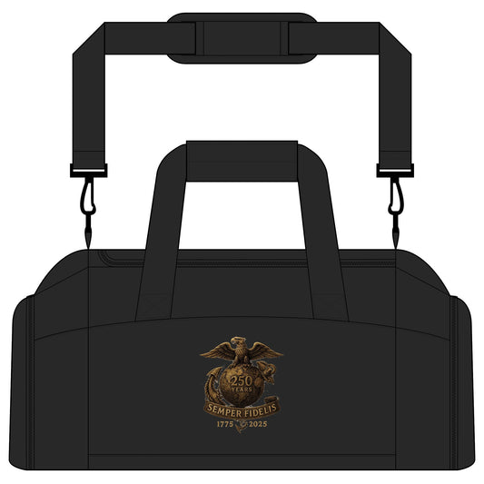 Semper Fidelis 250th USMC Anniversary Eagle Gym Bag — Military - Inspired Duffle - Savage Operators Tactical Tee | Bags | Savage Operators Clothing | Patriotic Apparel | Military Humor | High Quality Black