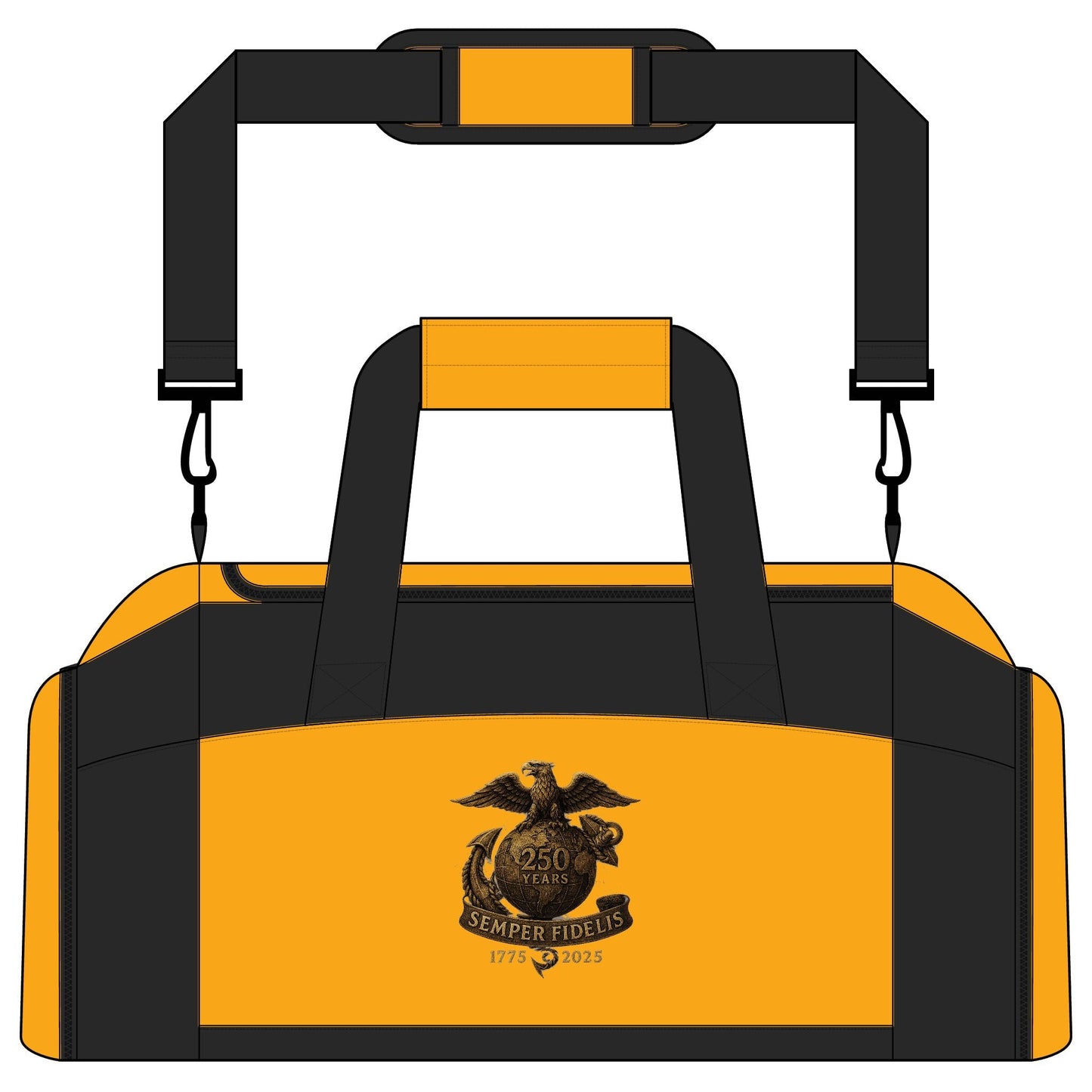 Semper Fidelis 250th USMC Anniversary Eagle Gym Bag — Military - Inspired Duffle - Savage Operators Tactical Tee | Bags | Savage Operators Clothing | Patriotic Apparel | Military Humor | High Quality Gold