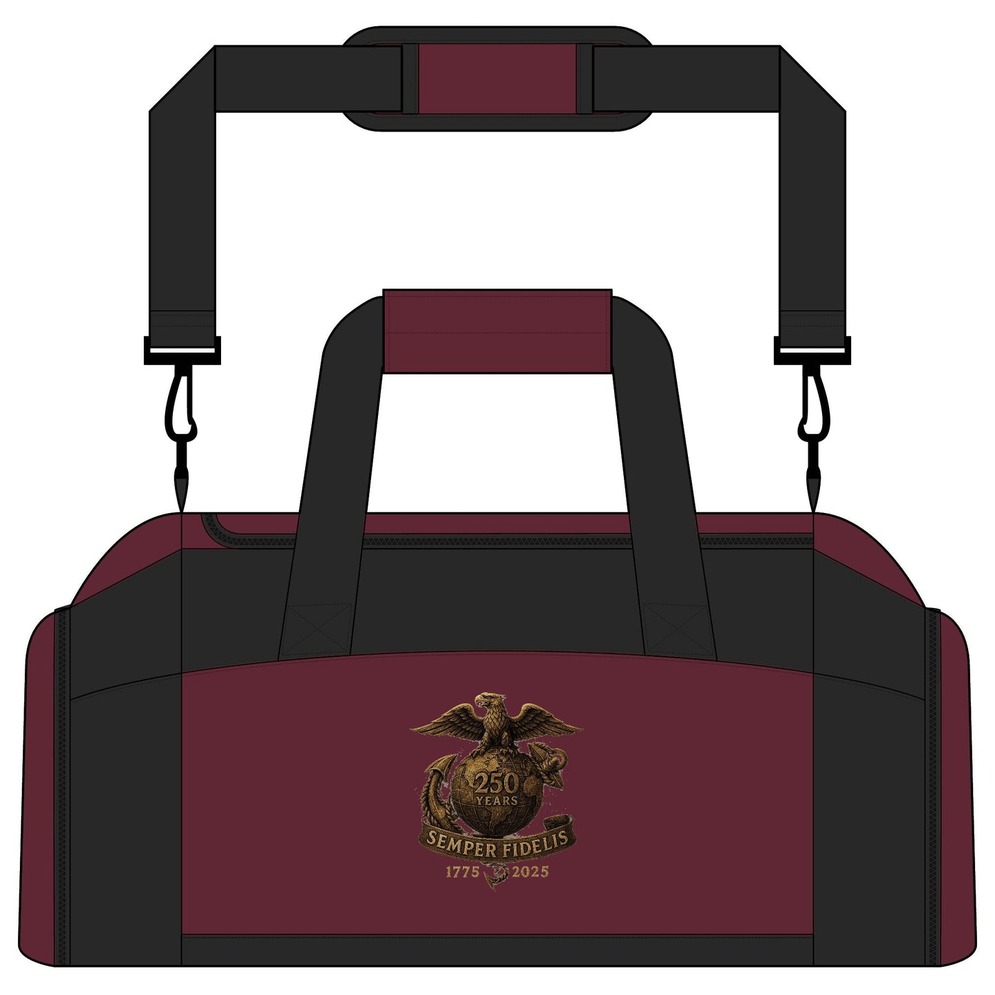 Semper Fidelis 250th USMC Anniversary Eagle Gym Bag — Military - Inspired Duffle - Savage Operators Tactical Tee | Bags | Savage Operators Clothing | Patriotic Apparel | Military Humor | High Quality Maroon