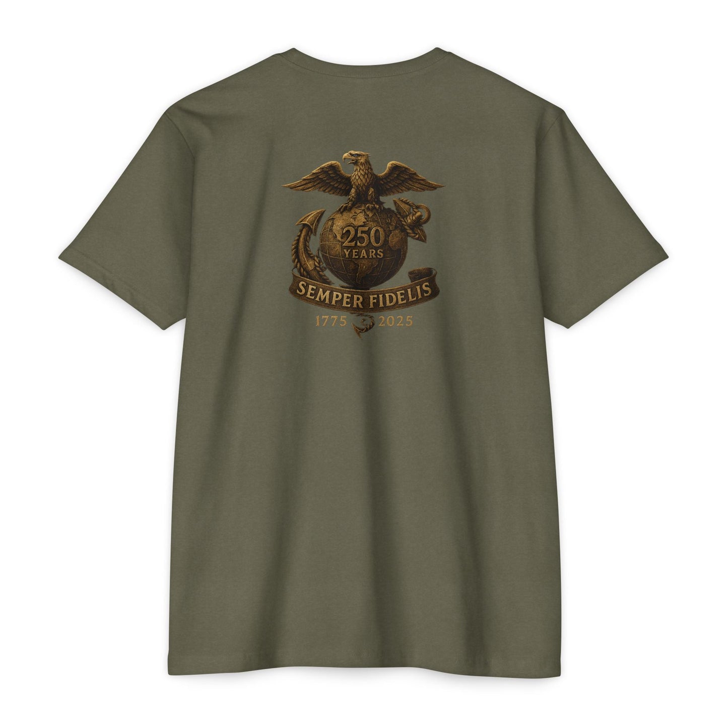 Semper Fidelis 250th USMC Anniversary T-Shirt Back Print - Savage Operators Tactical Tee | T-Shirt | Savage Operators Clothing | Patriotic Apparel | Military Humor | High Quality CVC Midnight Navy