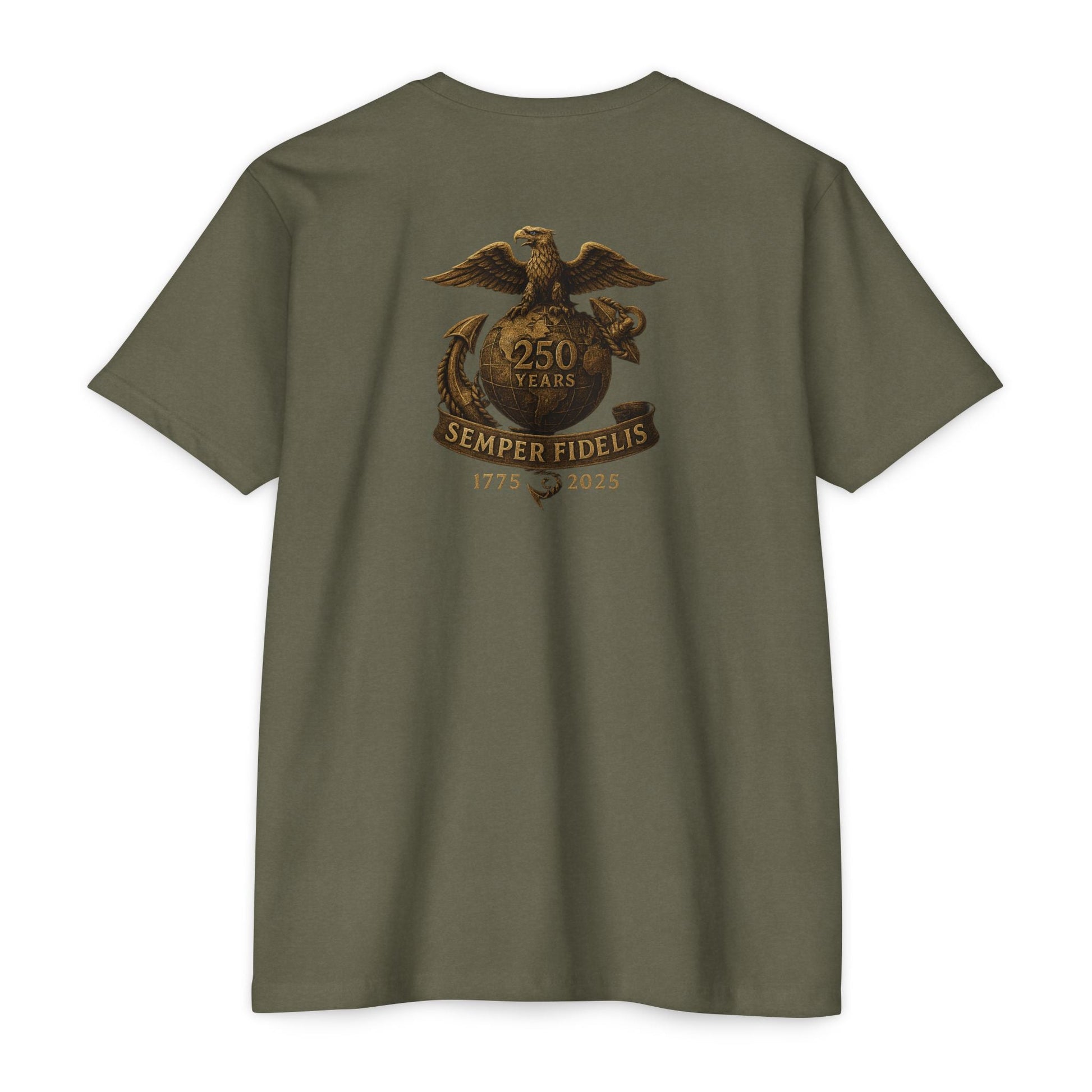 Semper Fidelis 250th USMC Anniversary T-Shirt Back Print - Savage Operators Tactical Tee | T-Shirt | Savage Operators Clothing | Patriotic Apparel | Military Humor | High Quality CVC Midnight Navy