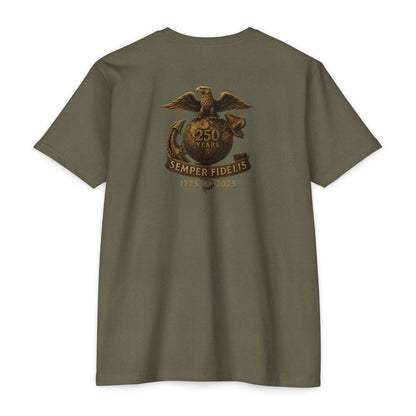 Semper Fidelis 250th USMC Anniversary T-Shirt Back Print - Savage Operators Tactical Tee | T-Shirt | Savage Operators Clothing | Patriotic Apparel | Military Humor | High Quality CVC Midnight Navy
