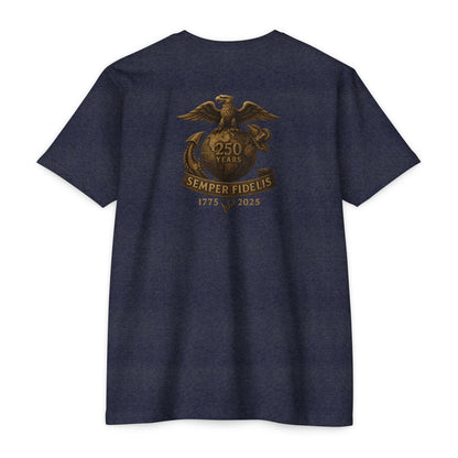 Semper Fidelis 250th USMC Anniversary T-Shirt Back Print - Savage Operators Tactical Tee | T-Shirt | Savage Operators Clothing | Patriotic Apparel | Military Humor | High Quality CVC Midnight Navy