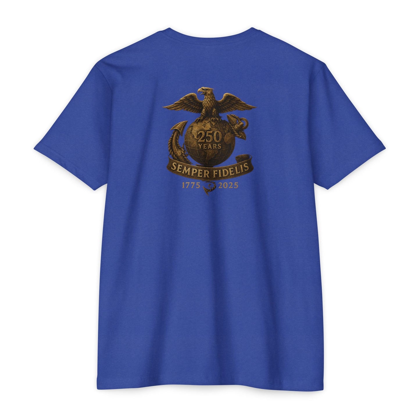 Semper Fidelis 250th USMC Anniversary T-Shirt Back Print - Savage Operators Tactical Tee | T-Shirt | Savage Operators Clothing | Patriotic Apparel | Military Humor | High Quality CVC Midnight Navy
