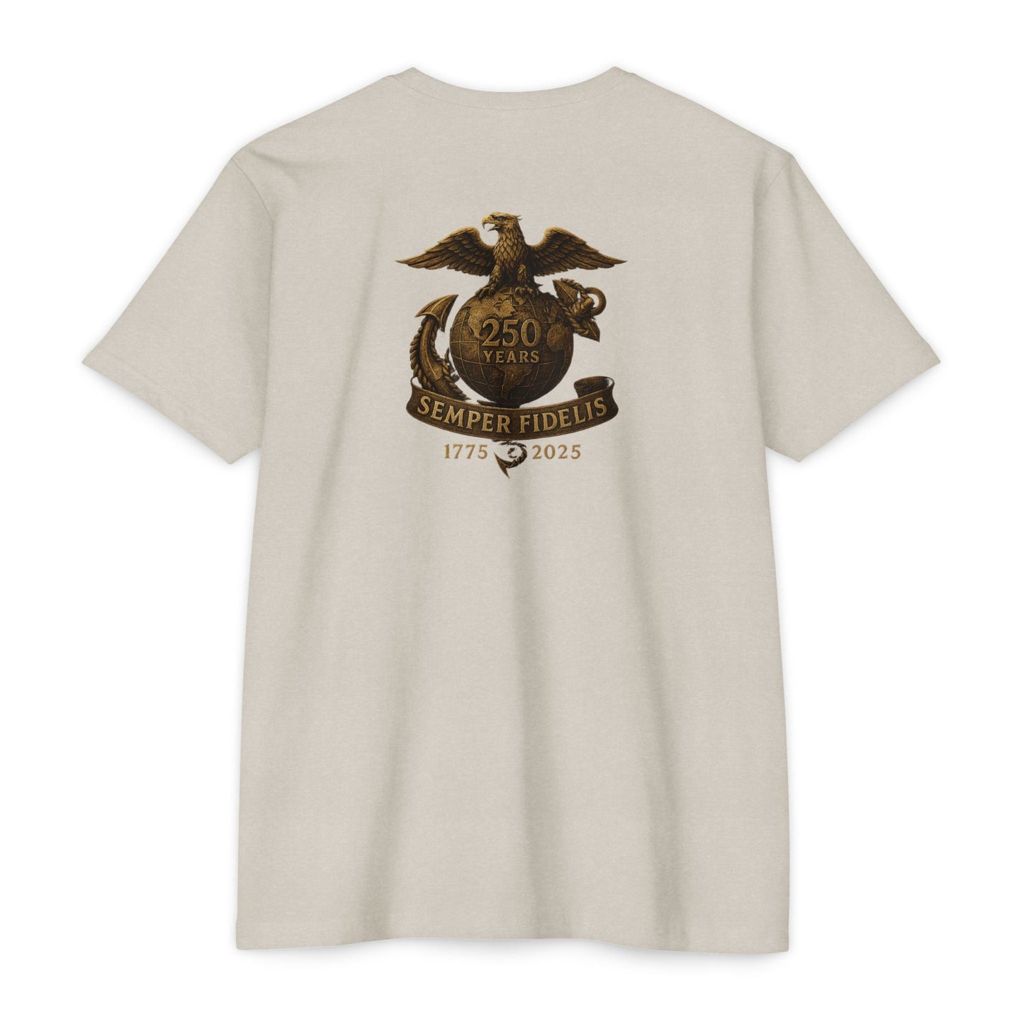 Semper Fidelis 250th USMC Anniversary T-Shirt Back Print - Savage Operators Tactical Tee | T-Shirt | Savage Operators Clothing | Patriotic Apparel | Military Humor | High Quality CVC Sand