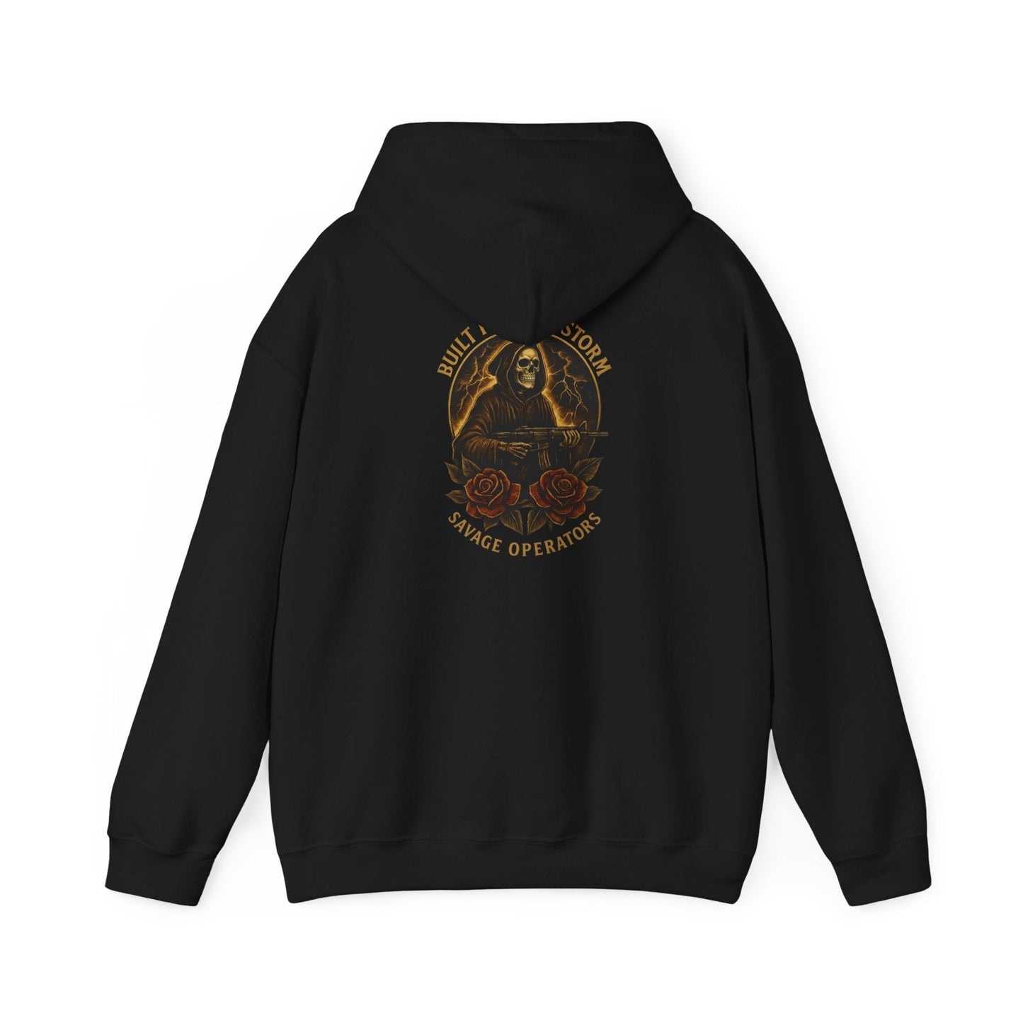 Skull & Roses Tactical Hoodie — 'Built From Smoke' Vintage Military Graphic Hoodie - Savage Operators Tactical Tee | Hoodie | Savage Operators Clothing | Patriotic Apparel | Military Humor | High Quality S