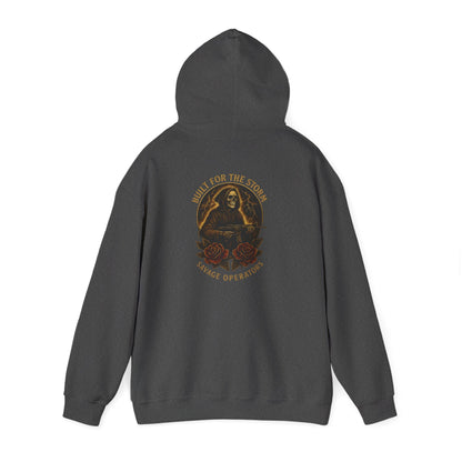 Skull & Roses Tactical Hoodie — 'Built From Smoke' Vintage Military Graphic Hoodie - Savage Operators Tactical Tee | Hoodie | Savage Operators Clothing | Patriotic Apparel | Military Humor | High Quality S