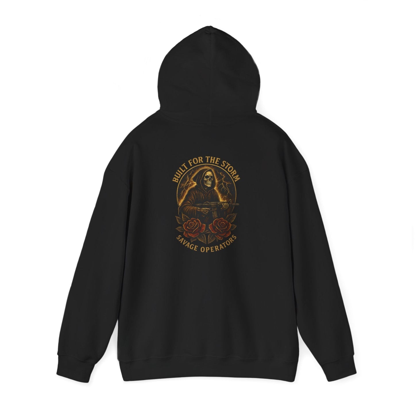 Skull & Roses Tactical Hoodie — 'Built From Smoke' Vintage Military Graphic Hoodie - Savage Operators Tactical Tee | Hoodie | Savage Operators Clothing | Patriotic Apparel | Military Humor | High Quality S