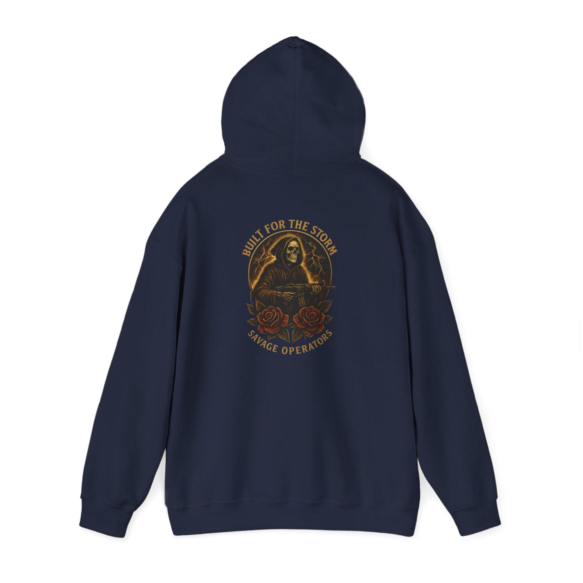 Skull & Roses Tactical Hoodie — 'Built From Smoke' Vintage Military Graphic Hoodie - Savage Operators Tactical Tee | Hoodie | Savage Operators Clothing | Patriotic Apparel | Military Humor | High Quality S