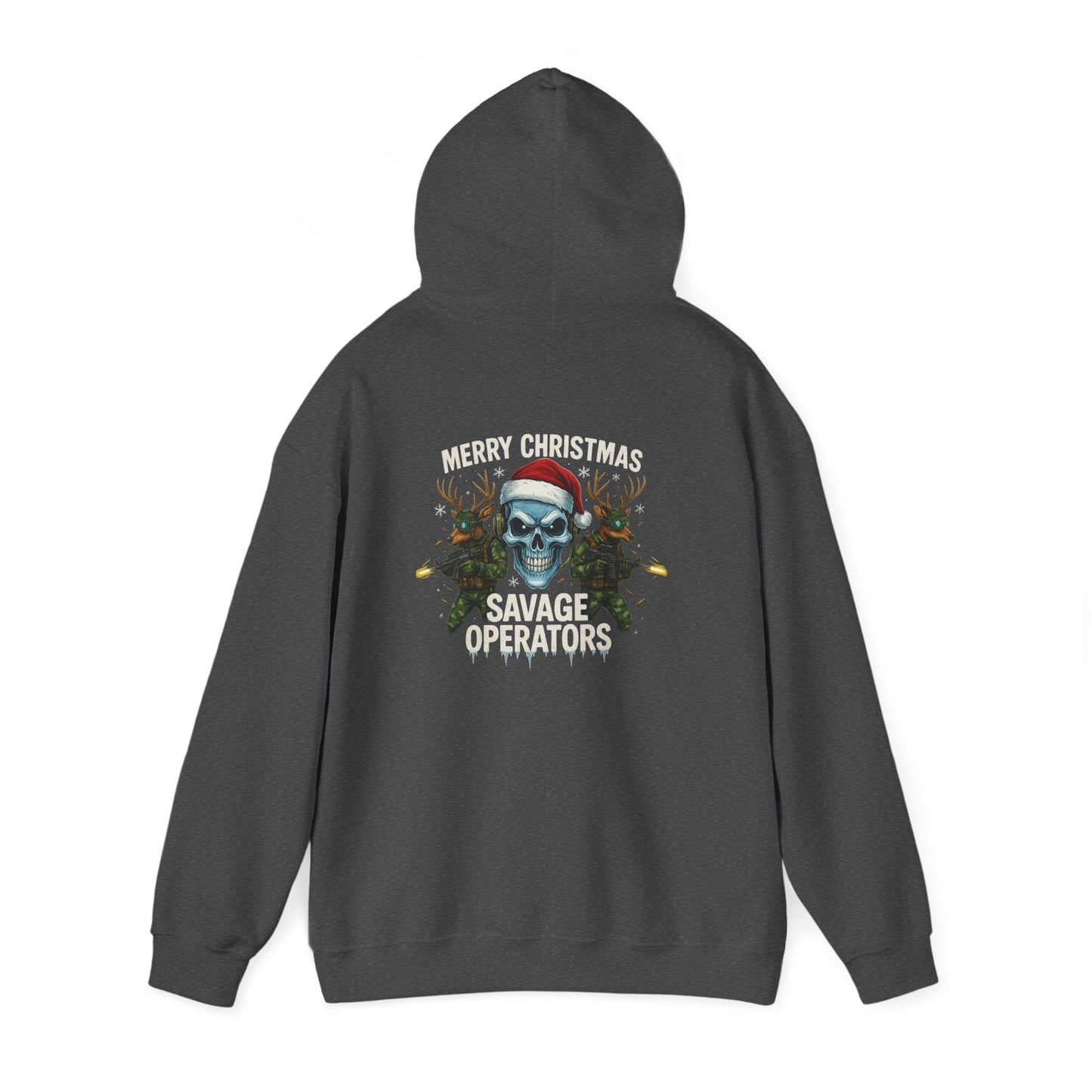 Skull Santa Hoodie – Military 'Merry Savage Operations' Christmas Sweater - Savage Operators Tactical Tee | Hoodie | Savage Operators Clothing | Patriotic Apparel | Military Humor | High Quality S