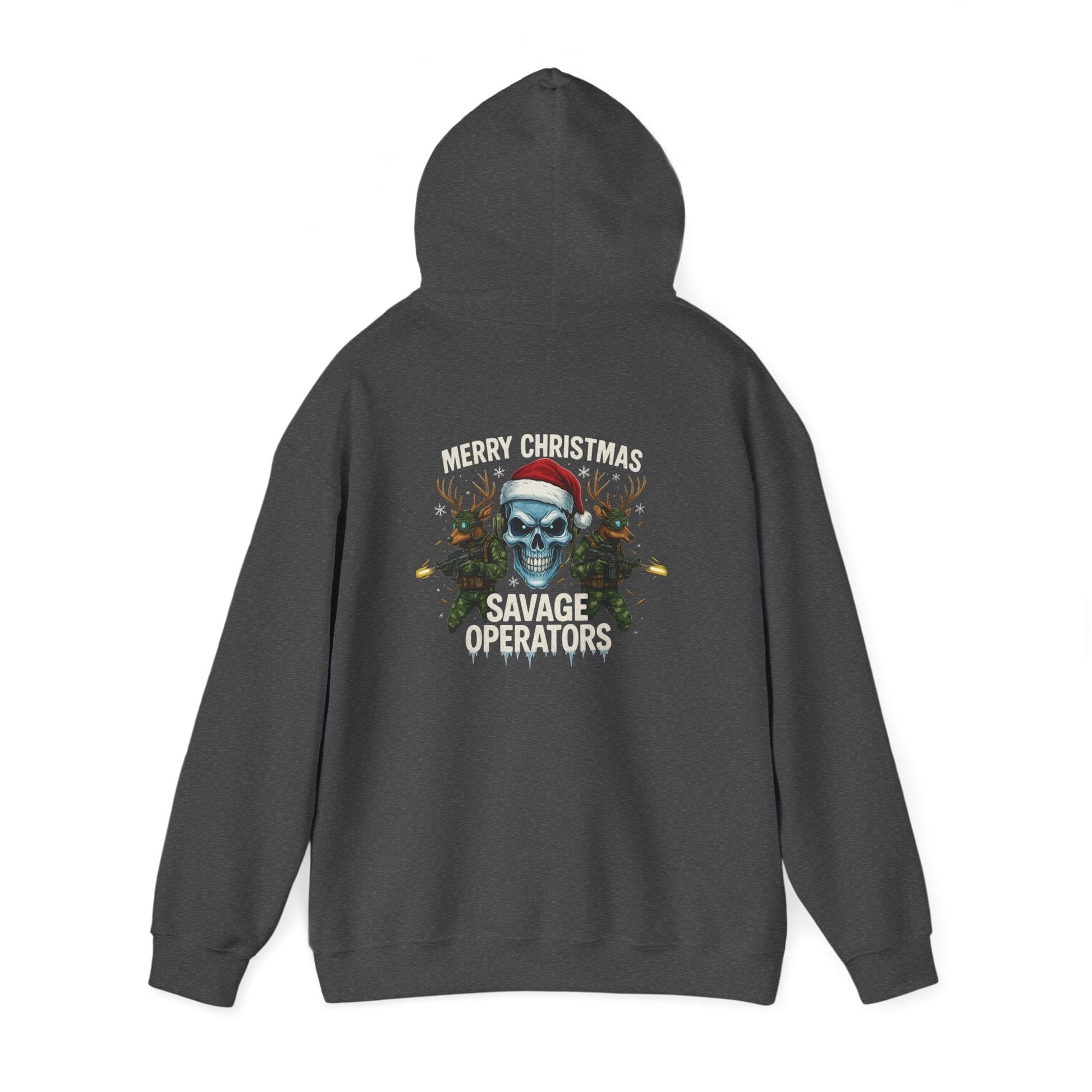 Skull Santa Hoodie – Military 'Merry Savage Operations' Christmas Sweater - Savage Operators Tactical Tee | Hoodie | Savage Operators Clothing | Patriotic Apparel | Military Humor | High Quality S