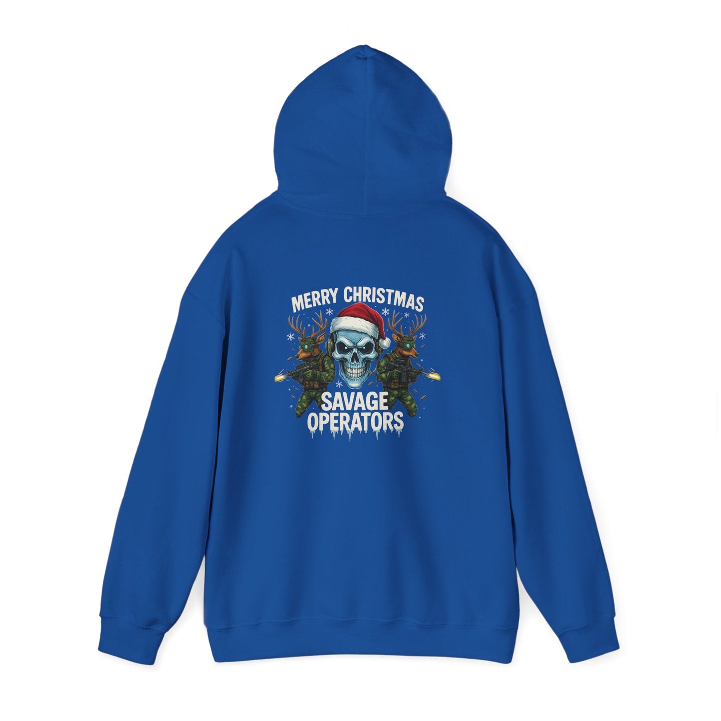 Skull Santa Hoodie – Military 'Merry Savage Operations' Christmas Sweater - Savage Operators Tactical Tee | Hoodie | Savage Operators Clothing | Patriotic Apparel | Military Humor | High Quality S