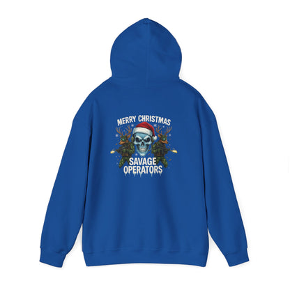 Skull Santa Hoodie – Military 'Merry Savage Operations' Christmas Sweater - Savage Operators Tactical Tee | Hoodie | Savage Operators Clothing | Patriotic Apparel | Military Humor | High Quality S