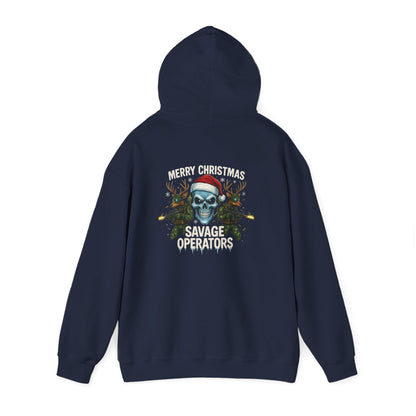 Skull Santa Hoodie – Military 'Merry Savage Operations' Christmas Sweater - Savage Operators Tactical Tee | Hoodie | Savage Operators Clothing | Patriotic Apparel | Military Humor | High Quality S