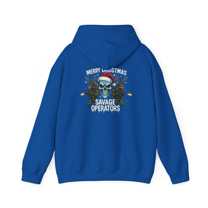 Skull Santa Hoodie – Military 'Merry Savage Operations' Christmas Sweater - Savage Operators Tactical Tee | Hoodie | Savage Operators Clothing | Patriotic Apparel | Military Humor | High Quality S