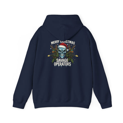 Skull Santa Hoodie – Military 'Merry Savage Operations' Christmas Sweater - Savage Operators Tactical Tee | Hoodie | Savage Operators Clothing | Patriotic Apparel | Military Humor | High Quality S