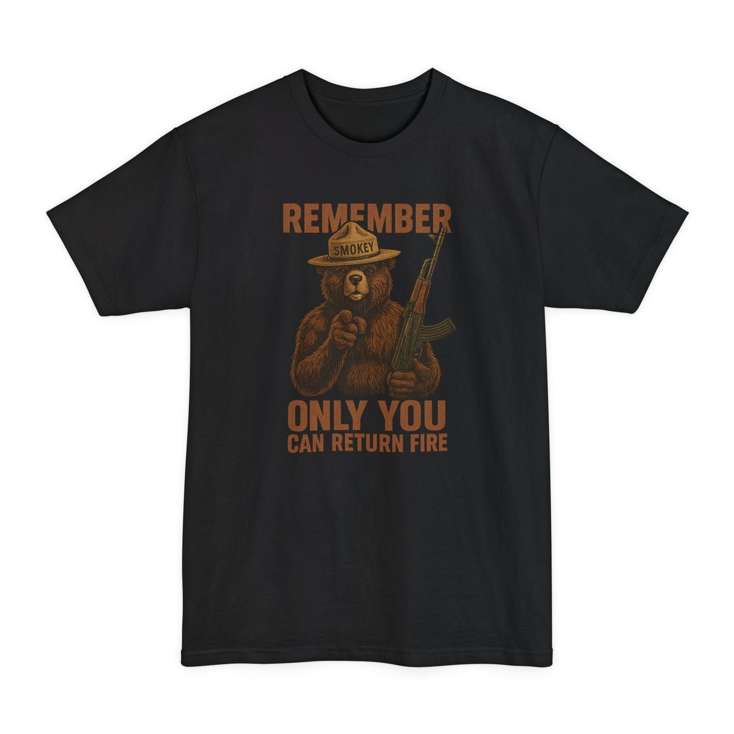 Smokey Bear - Only You Can Return Fire Tactical - Tall Tee - Savage Operators Tactical Tee | T-Shirt | Savage Operators Clothing | Patriotic Apparel | Military Humor | High Quality Black