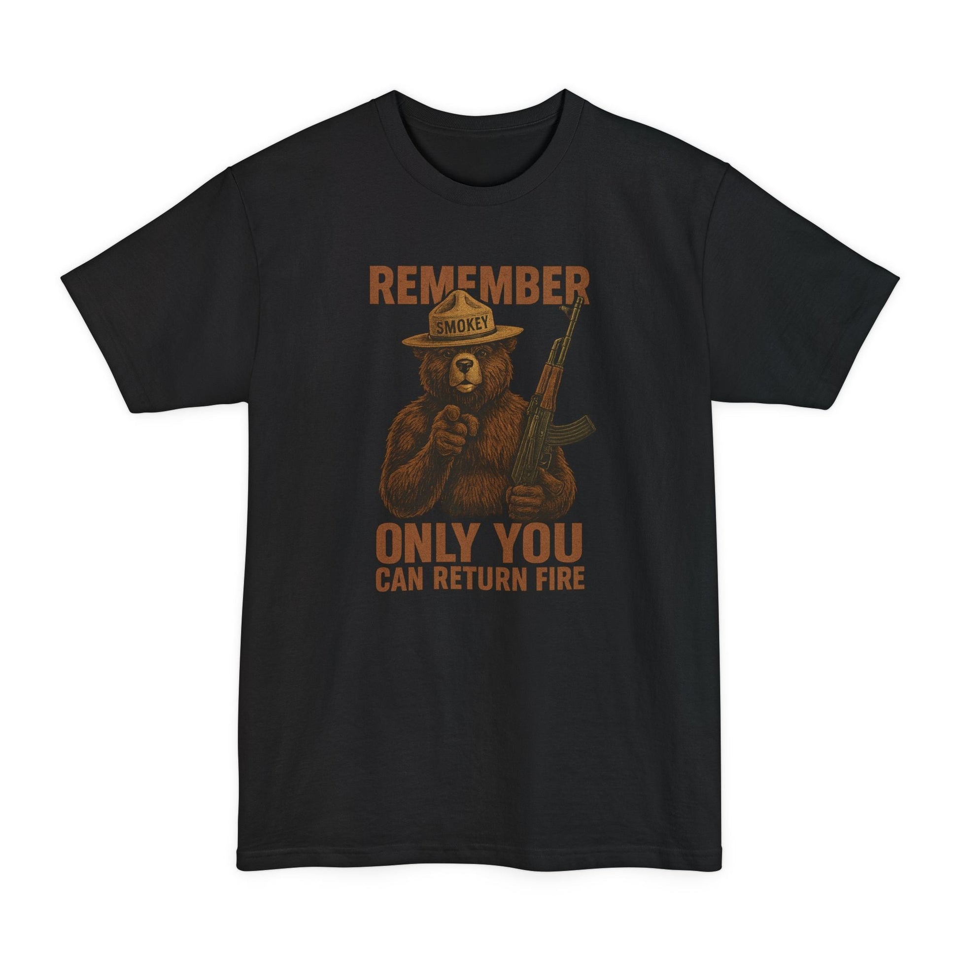 Smokey Bear - Only You Can Return Fire Tactical - Tall Tee - Savage Operators Tactical Tee | T-Shirt | Savage Operators Clothing | Patriotic Apparel | Military Humor | High Quality Black
