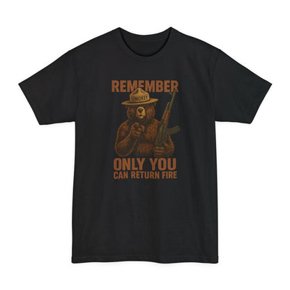 Smokey Bear - Only You Can Return Fire Tactical - Tall Tee - Savage Operators Tactical Tee | T-Shirt | Savage Operators Clothing | Patriotic Apparel | Military Humor | High Quality Black