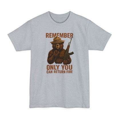 Smokey Bear - Only You Can Return Fire Tactical - Tall Tee - Savage Operators Tactical Tee | T-Shirt | Savage Operators Clothing | Patriotic Apparel | Military Humor | High Quality Light Steel