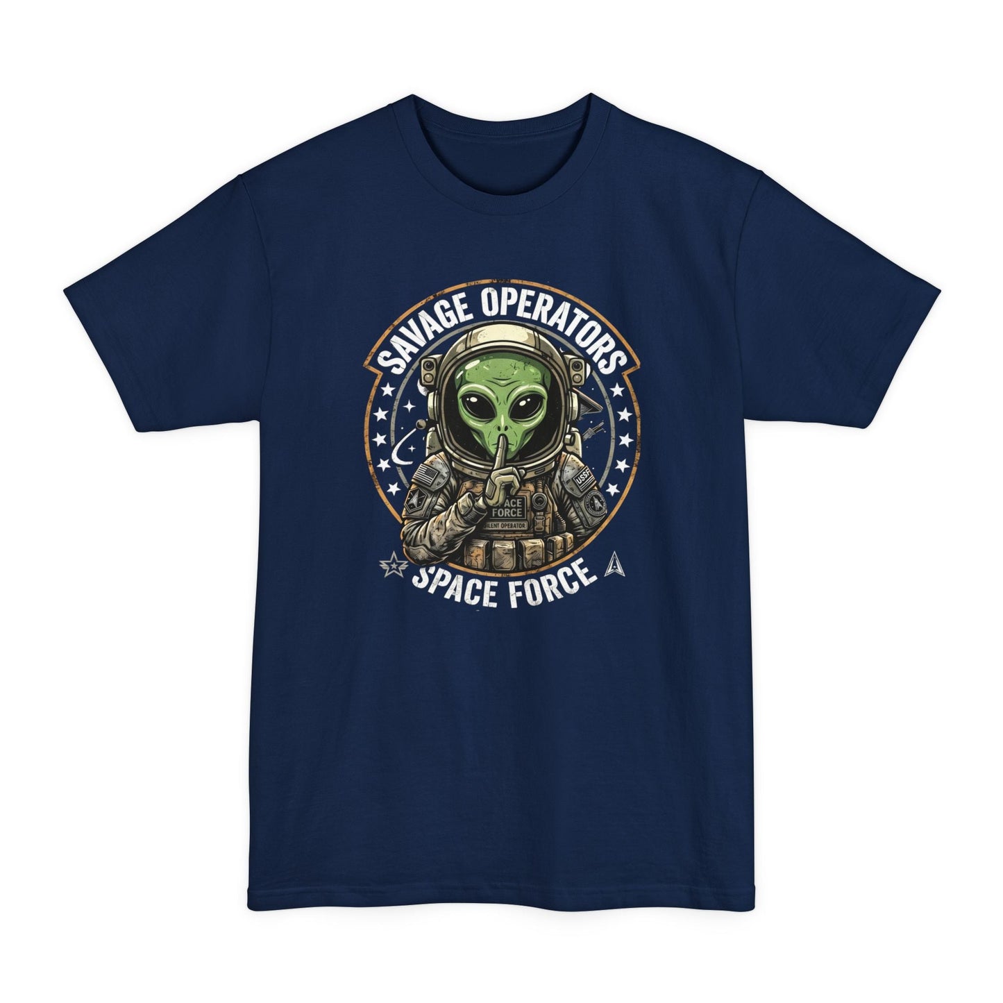 Space Force 'Savage Operators' Alien Pilot Graphic T-Shirt Big & Tall XLT - Savage Operators Tactical Tee | T-Shirt | Savage Operators Clothing | Patriotic Apparel | Military Humor | High Quality Navy