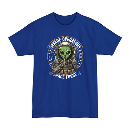Space Force 'Savage Operators' Alien Pilot Graphic T-Shirt Big & Tall XLT - Savage Operators Tactical Tee | T-Shirt | Savage Operators Clothing | Patriotic Apparel | Military Humor | High Quality Deep Royal
